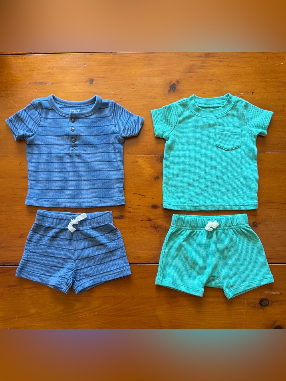 Carter’s Baby Boy 2 Outfit Bundle | 3-6M / 6M | Blue + Aqua | 4 Piece